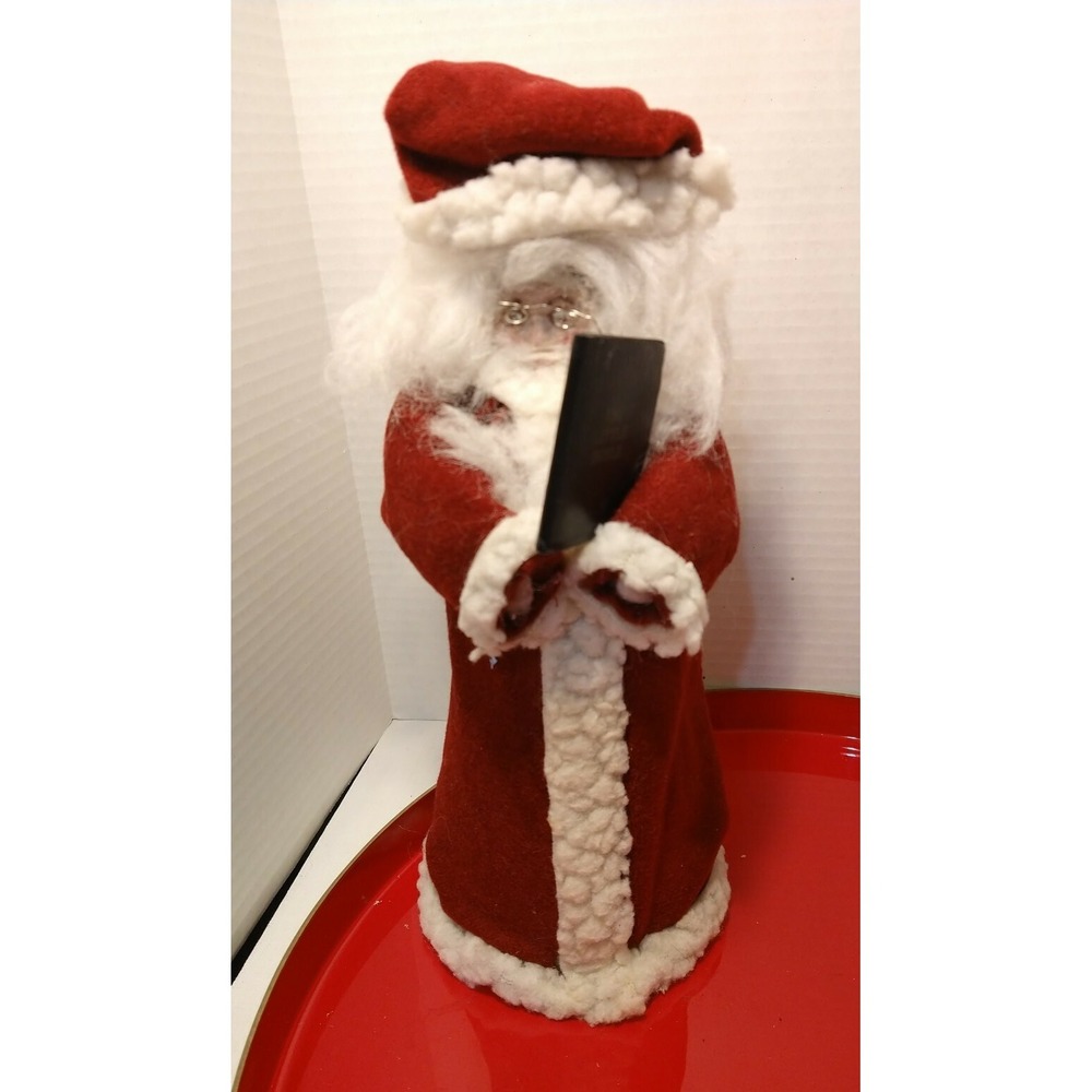 Vintage homemade 60s Velvet Coat Santa Holding David Cook's  "The Little Bible"